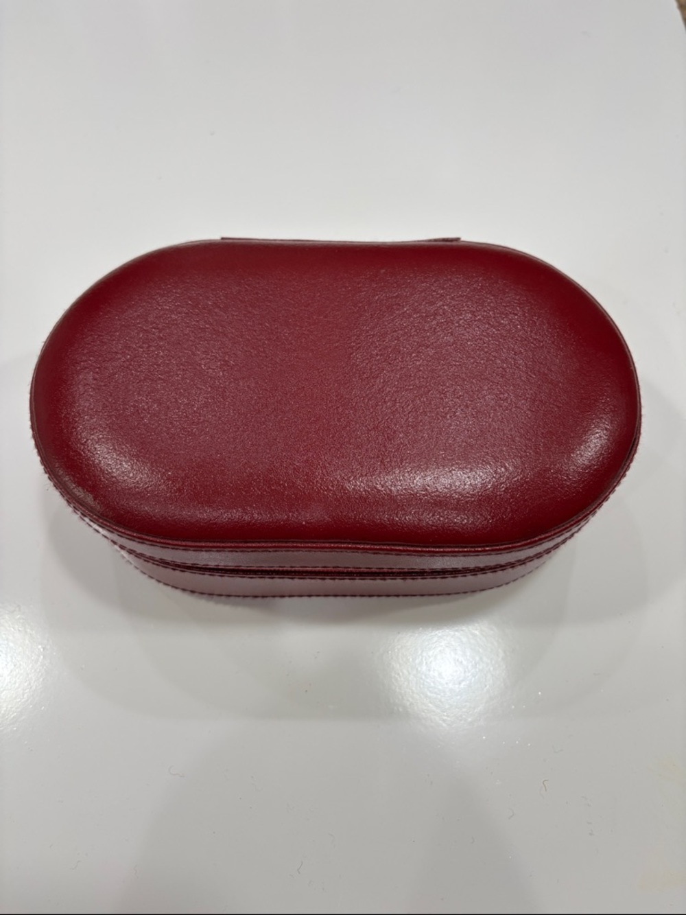 Red Leather Travel Jewelry Case - Compact Organizer